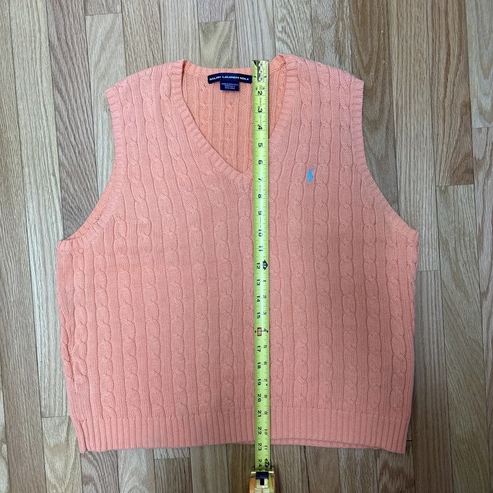 Woman's‎ Ralph Lauren Golf Peach Cable Knit Sleeveless Cotton Vest